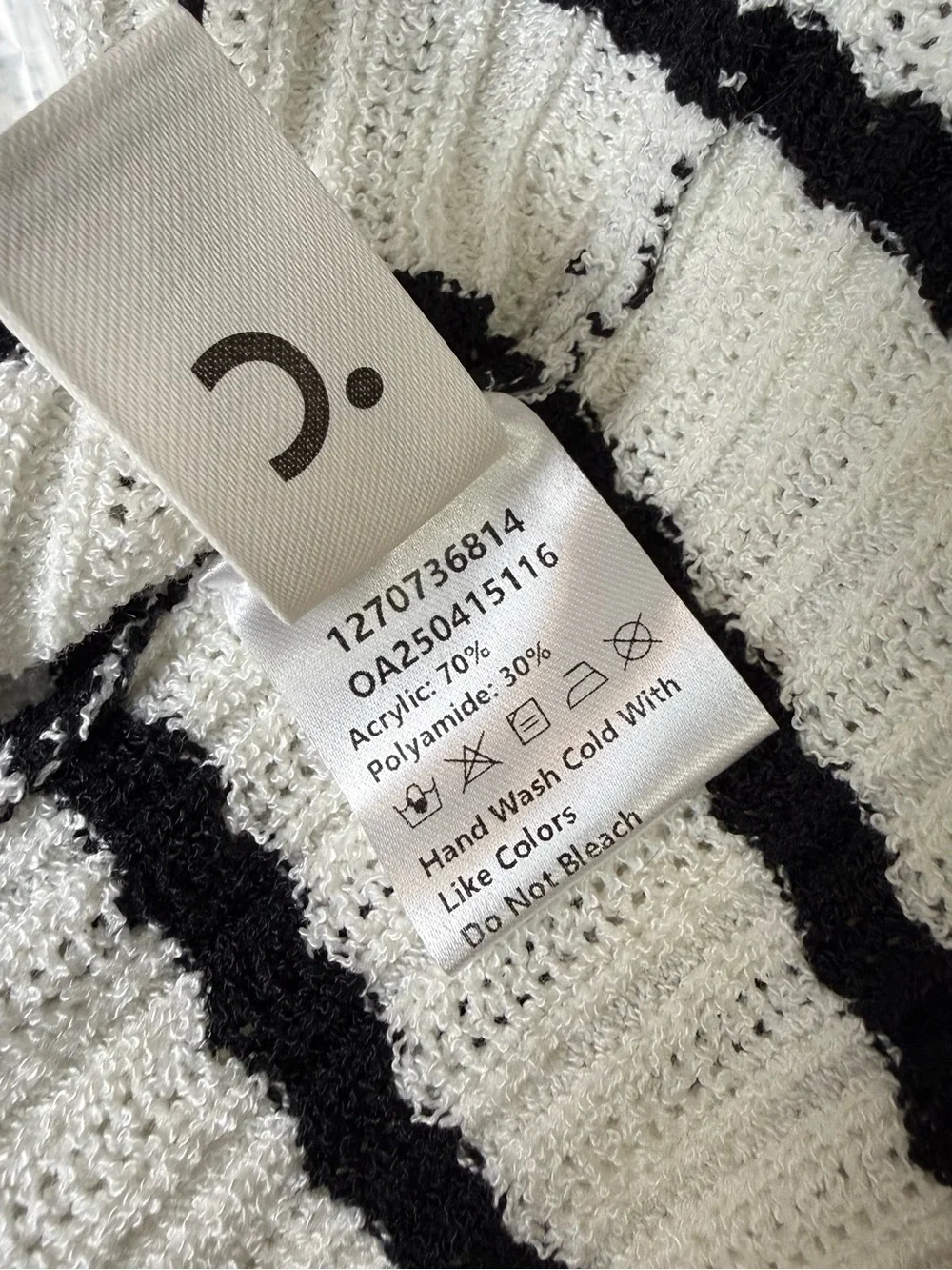 Commense Black Off White Striped Knit Midi Dress Small NWT Gold Button Front